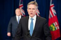 Ontario Finance Minister Rod Phillips answers questions at the daily briefing at Queen's Park in Toronto on April 9, 2020.