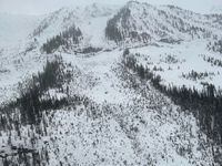 Overview of an entire avalanche path in the Purcell Mountains near Golden, B.C. is shown in this Thursday, Feb. 16, 2023 handout photo. Two people have died and one was hurt in an avalanche in the Purcell Mountains near the town of Golden in southeastern British Columbia. THE CANADIAN PRESS/HO, Avalanche Canada, Golden and District Search and Rescue *MANDATORY CREDIT*