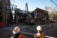 Demolition takes place at the Winters Hotel in Vancouver, B.C., Friday, April 22, 2022. THE CANADIAN PRESS/Darryl Dyck