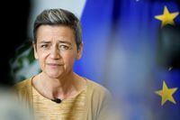 FILE PHOTO: European Commission Vice President Margrethe Vestager looks on during an interview with Reuters in Brussels, Belgium, March 28, 2022. REUTERS/Johanna Geron