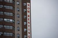 A sign advertising an apartment building for rent is seen in Ottawa, Ont. on Wednesday, April 13, 2022. Spencer Colby/The Globe and Mail