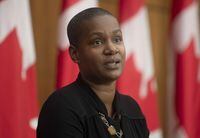 Green Party Leader Annamie Paul speaks during a news conference in Ottawa, on Nov. 16, 2020.