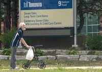 A man takes a walk outside the Seven Oaks Long-Term Care Home in Toronto on Thursday, June 25, 2020. THE CANADIAN PRESS/Frank Gunn